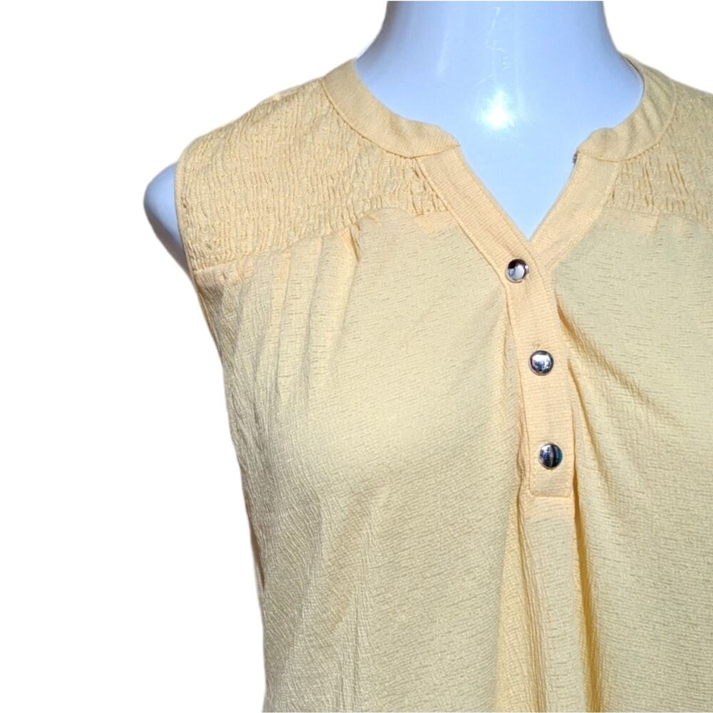AVENUE Yellow Sleeveless Top Smocked Plus 14/16 1X - Picture 6 of 7
